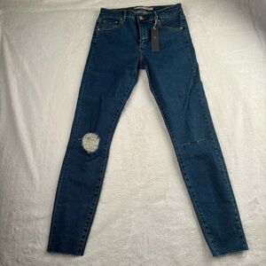 Tractr Dark Blue Skinny Jeans with Distressed‎ Detail
